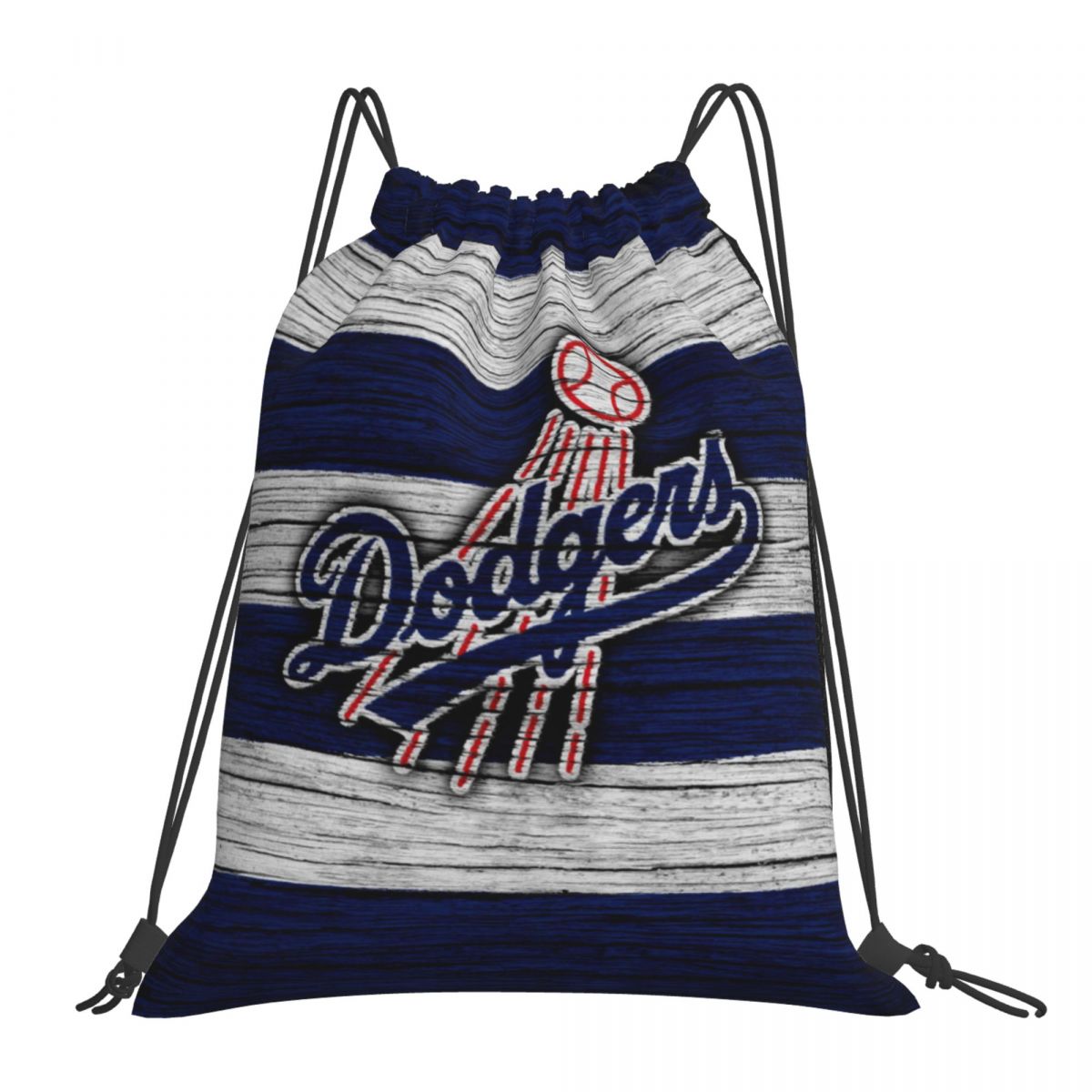 Los Angeles Dodgers Striped Wooden Logo Drawstring Bags for School Gym
