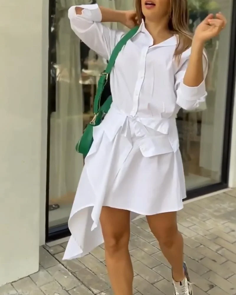 Stylish irregular shirt dress