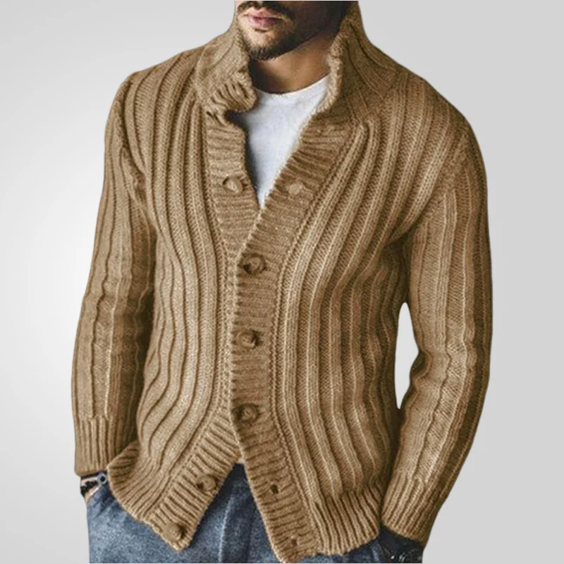 Uveng Uveng Men's Casual Single-Row Buckle Knitted Sweater Clip Long-Sleeved Sweater Jacket Men's SY0057