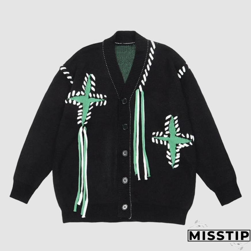 Tassel Star Pattern Cardigan Sweater