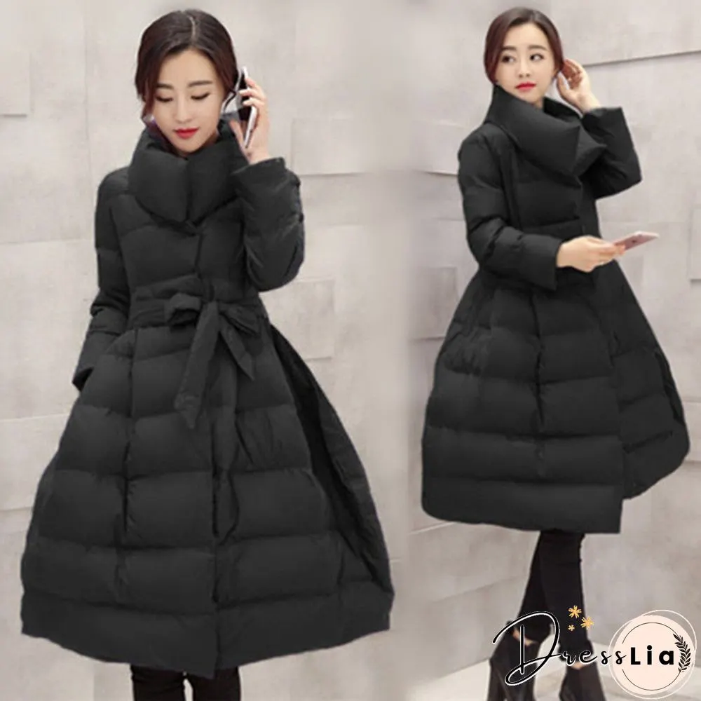 New Women Winter Down Jackets Warm Long Slim Coat And Jacket Female Big Swing Women Snow Outwear