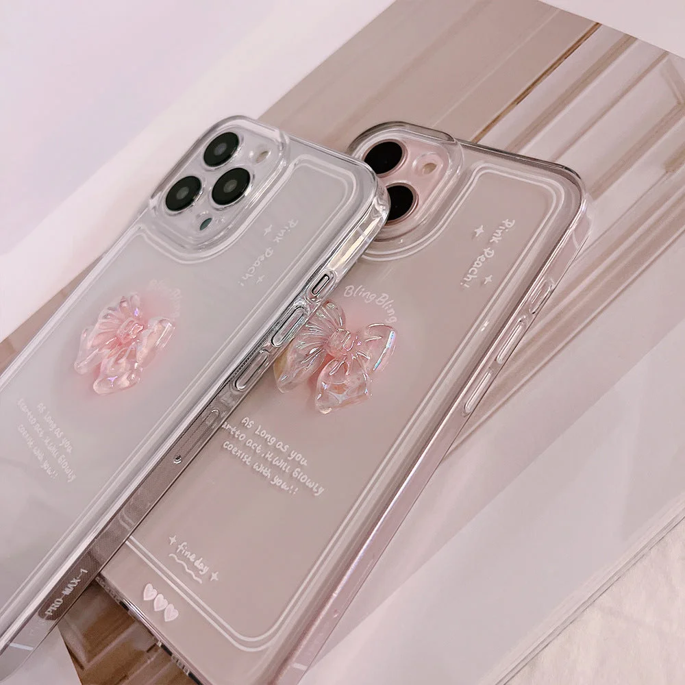 Clear Crystal Bow Phone Case