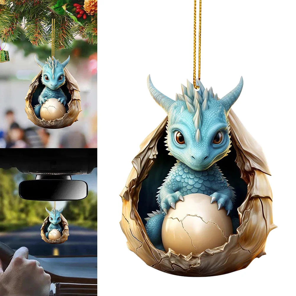 Christmas Dragon Baby Egg Ornaments Acrylic Dragon Egg Pendants for Car Backpack