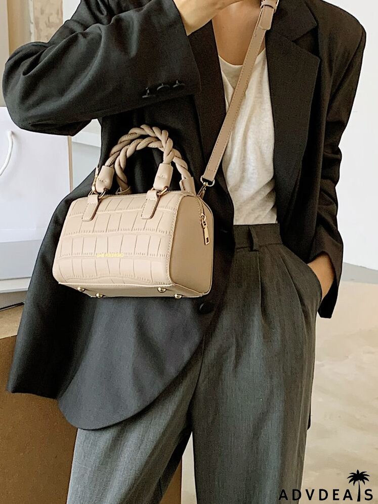 Croc Embossed Satchel Bag