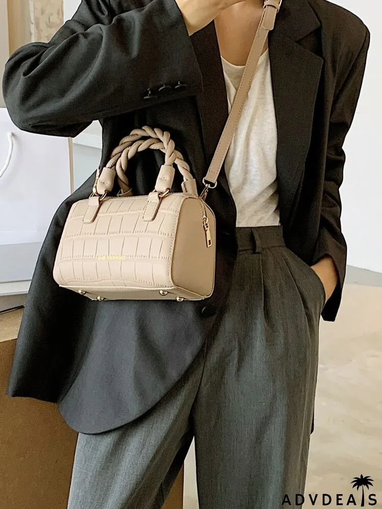 Croc Embossed Satchel Bag