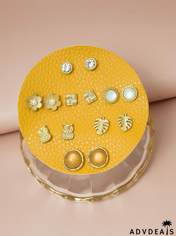 7pairs Flower Decor Stud Earrings