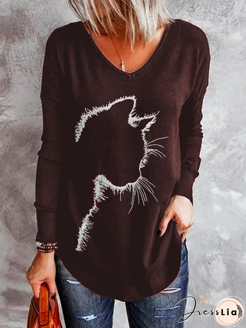 Floral-Print Long Sleeve Tops