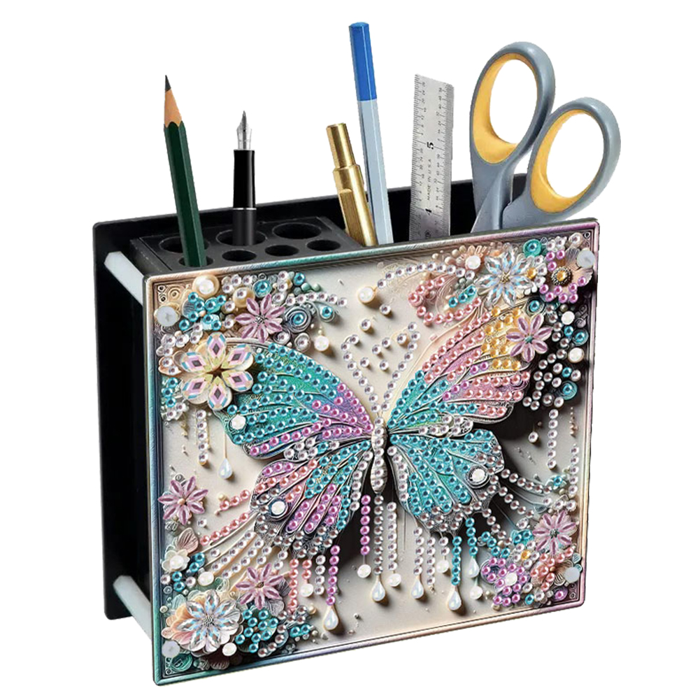 Acrylic Special Shape Butterfly DIY Diamond Painting Pen Holder for Home Study