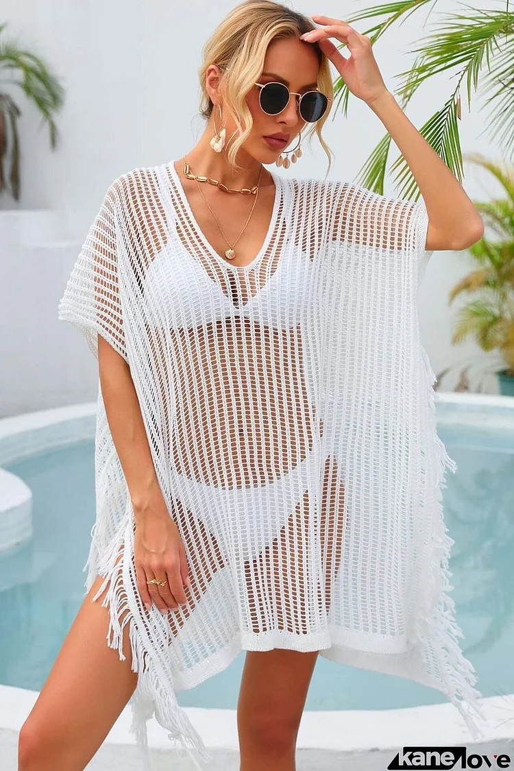 Fringe Trim Openwork Cover Up