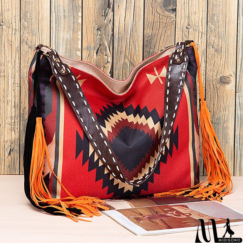 MidiSono - Casual College Color Block Tassel Bags