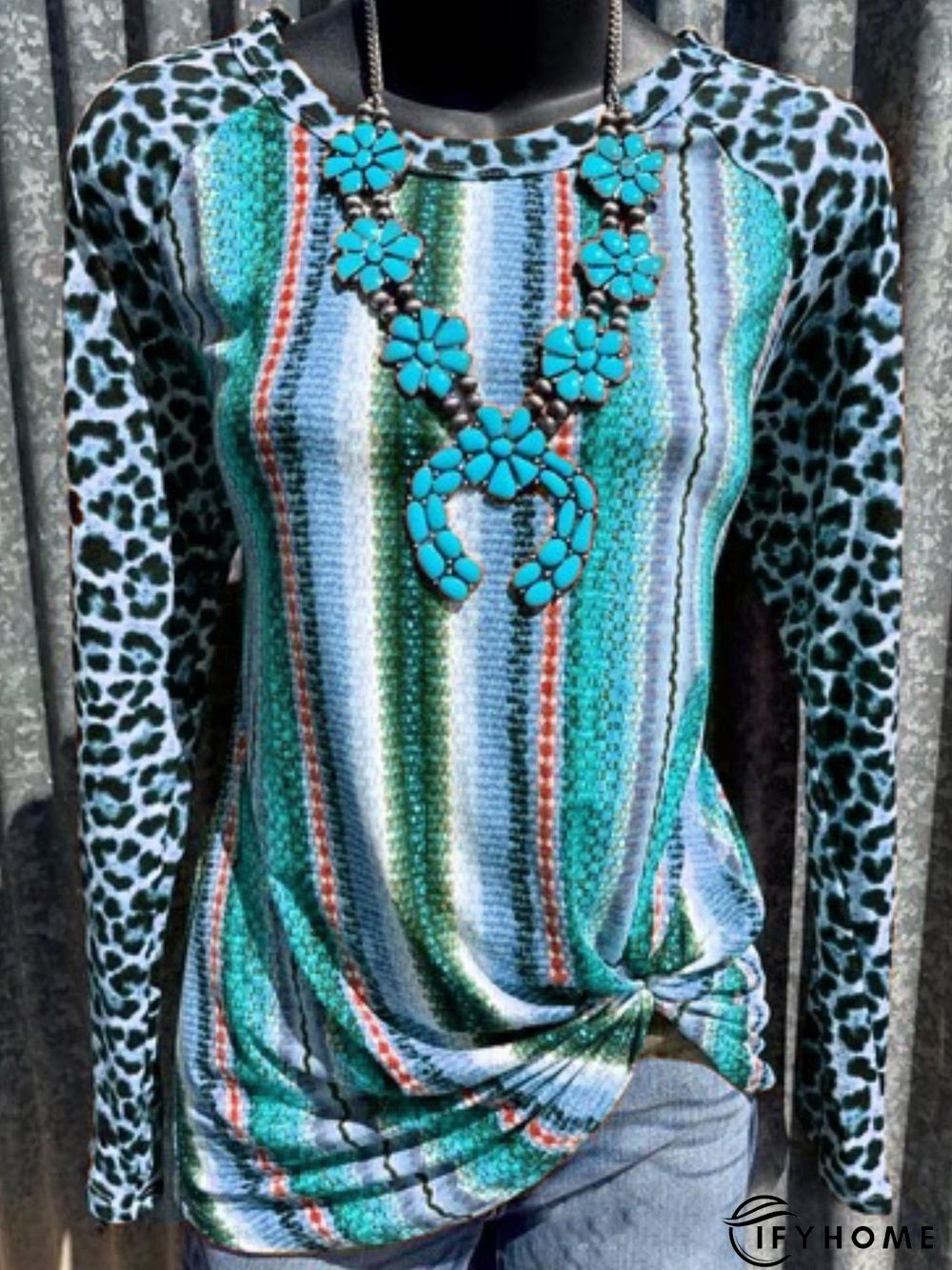 Casual Long Sleeve Printed Tunic Top | IFYHOME