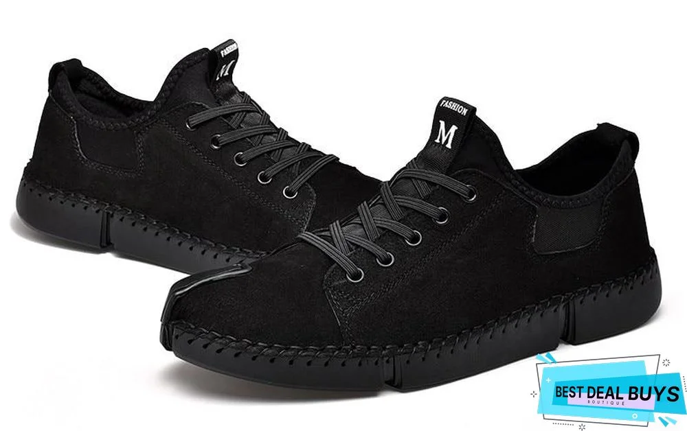 Men Leather Casual Big Size Flats Shoes