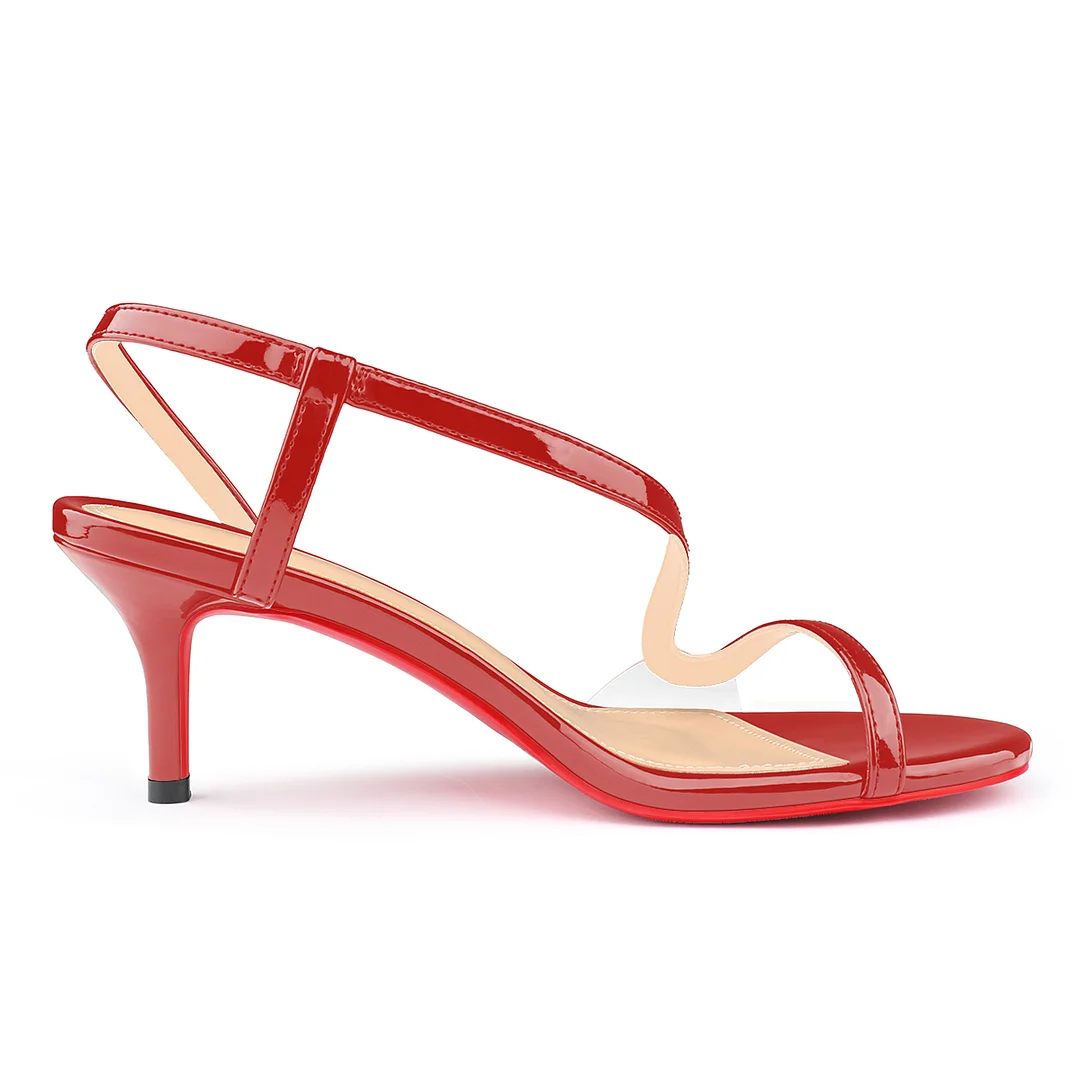 65mm Women's Red Bottom Sandals Spotlight Wavy Straps Sandals-MERUMOTE