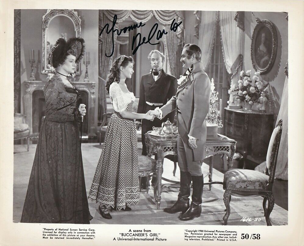 YVONNE DE CARLO hand-signed BUCCANEER'S GIRL 8x10 lifetime coa ORIG 1950 STILL