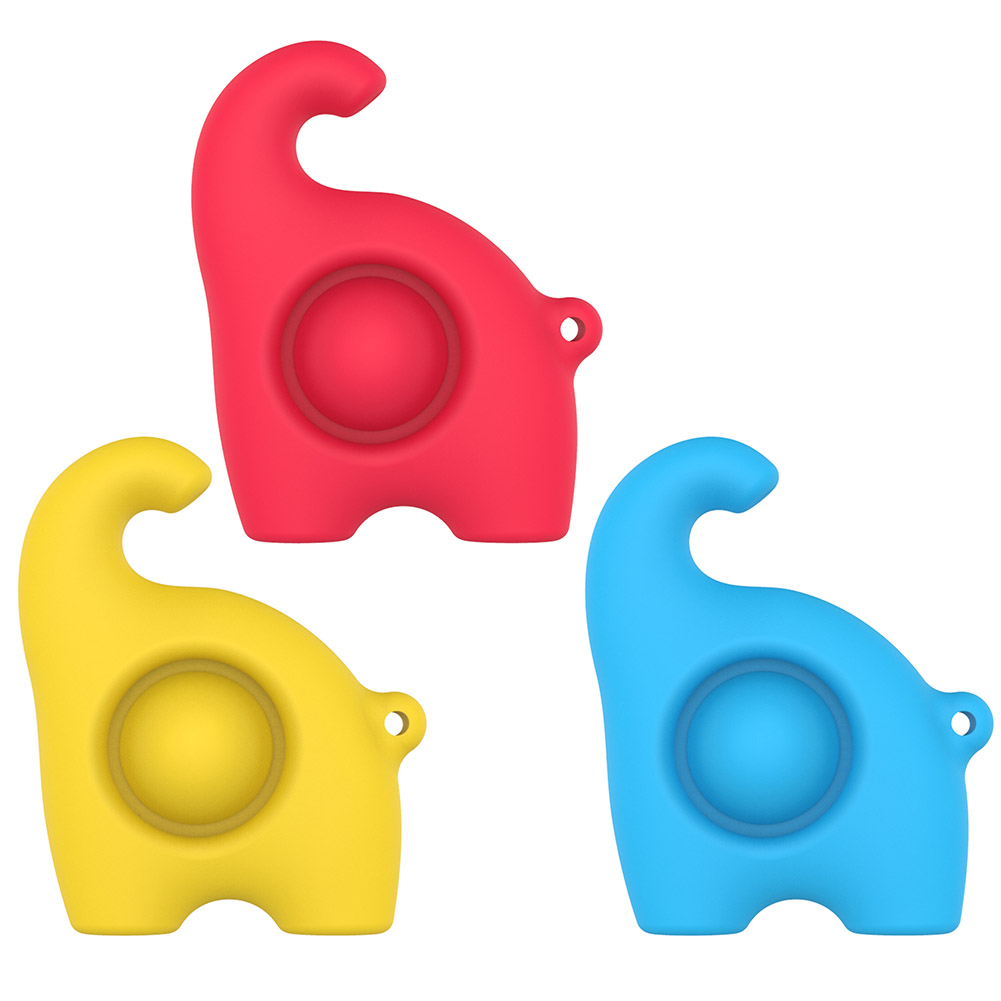 

Cute Elephant Anti-stress Sensory Toys Key Ring Fun Silicone Squeeze Toys, Blue, 501 Original