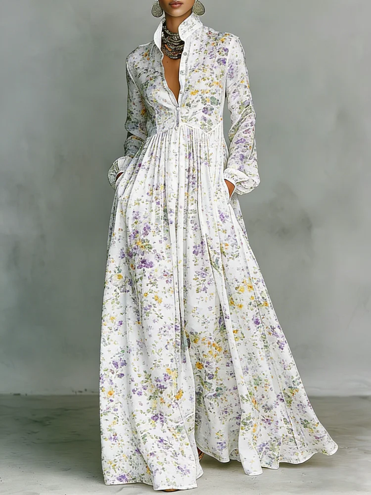 Women's Printed Elegant Romantic Vacation Medium Sleeve Maxi Dress