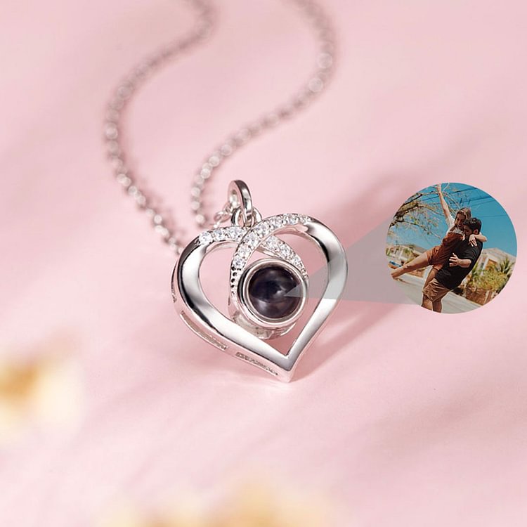 Personalized Photo Projection Necklace -Heart Love