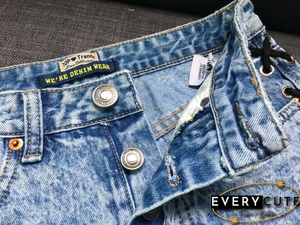 Womens Jean Shorts High Waisted Frayed Ripped Denim Short Jeans Size Lace up Shorts Plus Size