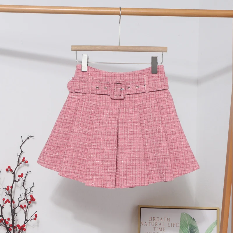 Brownm Autumn And Winter New Coarse Flowers Of The Hundred-Fold Skirt Pink Skirt High Waist Slim Skirt A Word Anti-Light Skirt 8211
