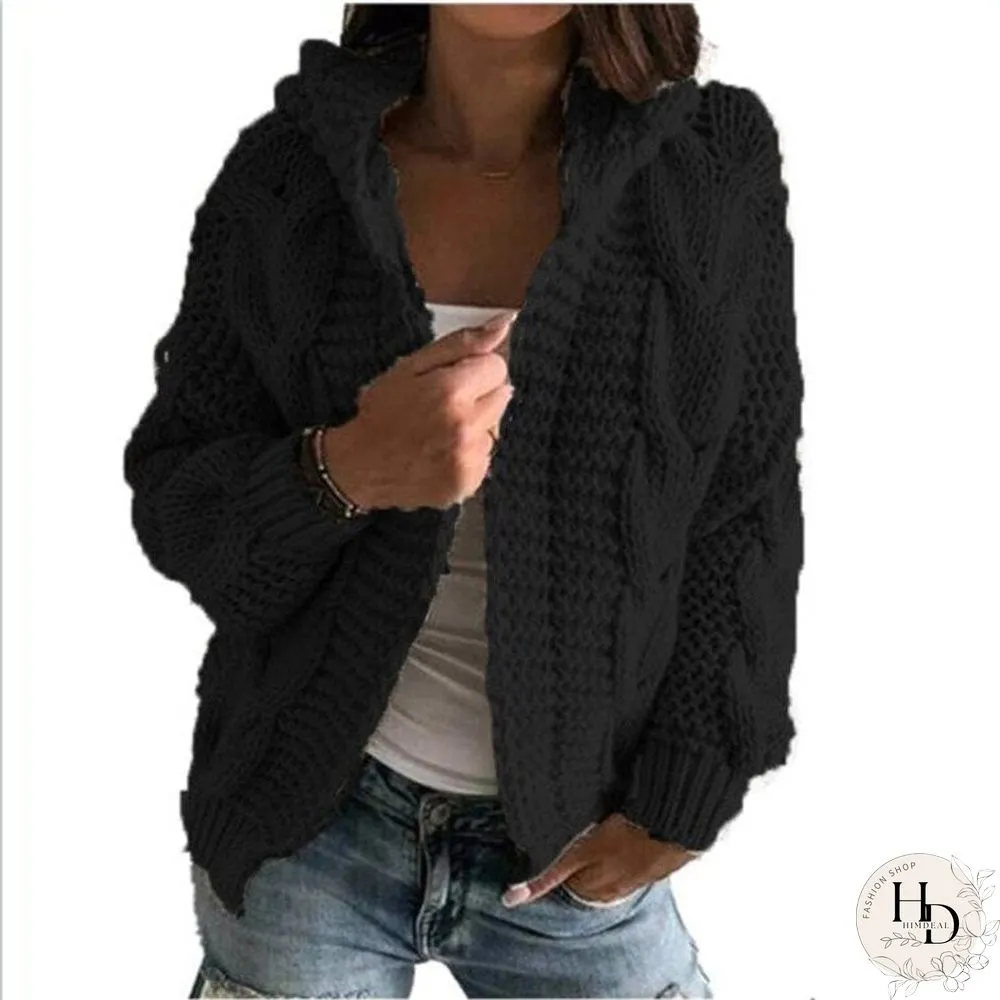 Elegant Cardigans Sweater For Women Hoodies Knitted Twist Loose Coat Autumn Fashion Warm Long Sleeve Causal Solid Ladies Tops