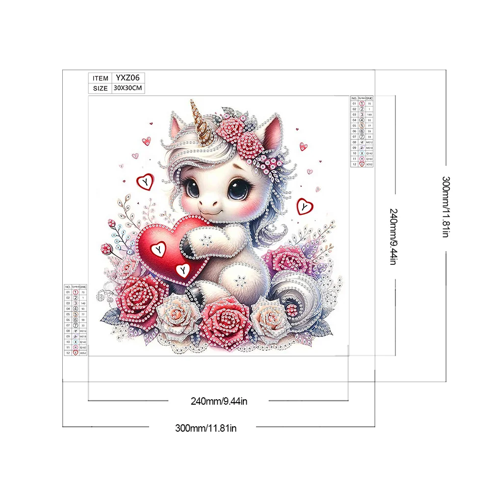 Diamond Painting - Partial Special Shaped Drill - Love Unicorn(Canvas|30*30cm)