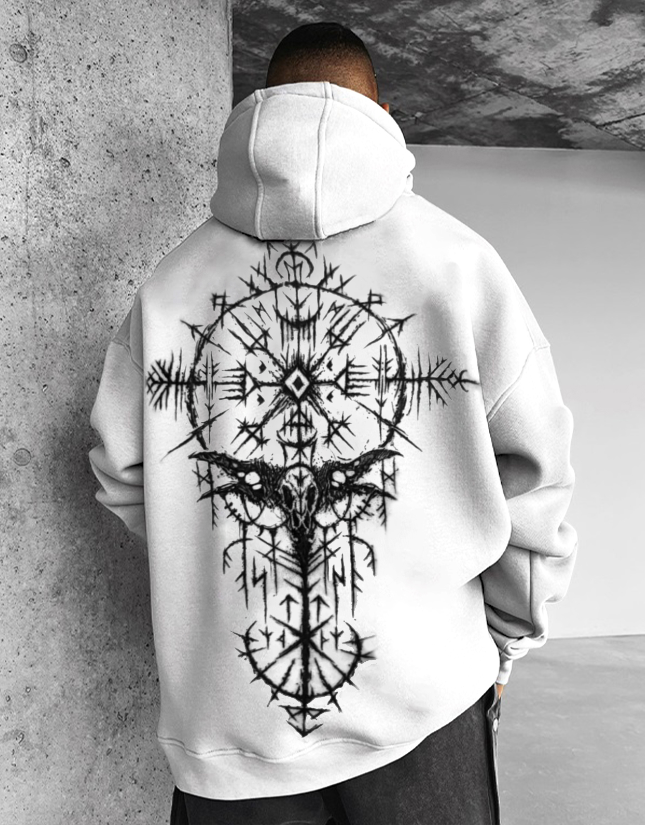 Viking Crow Tattoo Print Graphic Sweatshirt / TECHWEAR CLUB / Techwear