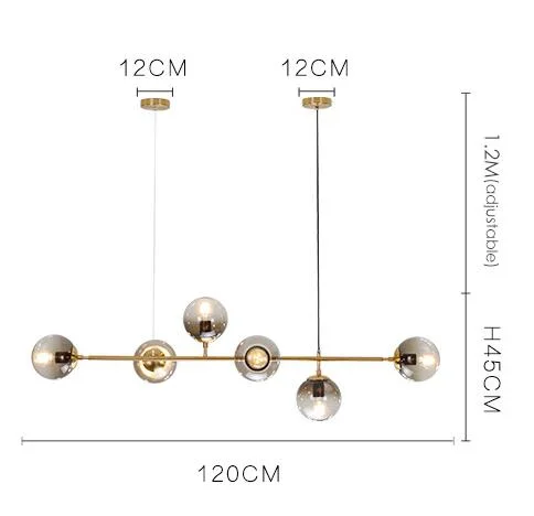 Nordic Designer Strip Magic Beans Glass Pendant Lights Glass Ball Luxury Golden Table Bar  Dining Shop Office Hanging Lamp