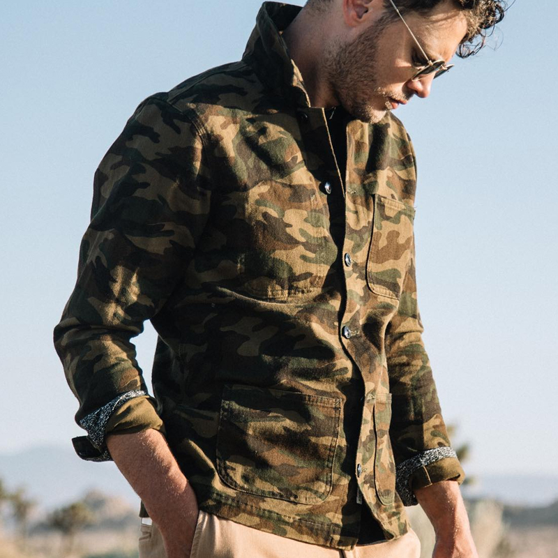 Men's Military Camouflage Lapel Long Sleeve Shirt