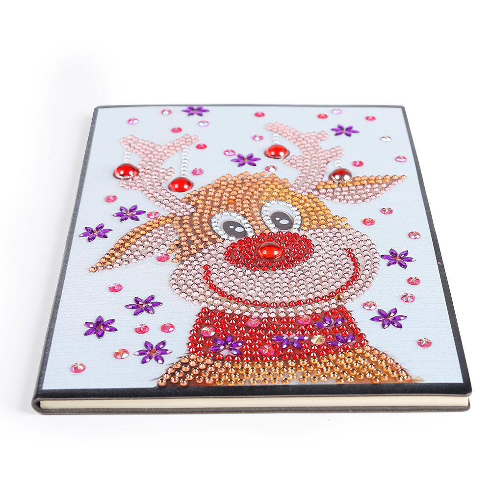 DIY Christmas Elk Special Shaped Diamond Painting 60 Pages A5 Notebook Gift gbfke
