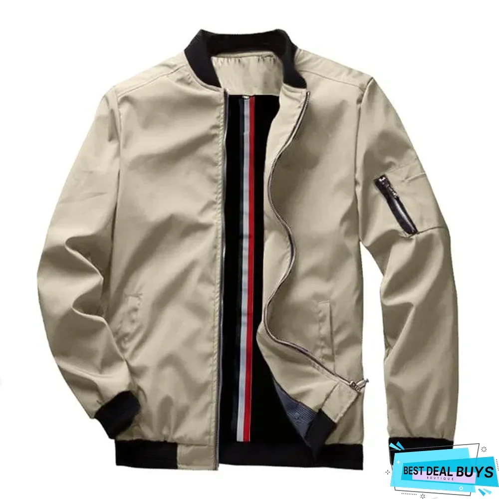Men's Bomber Zipper Jacket Casual Streetwear Hip Hop Slim Fit Pilot Coat Men Clothing