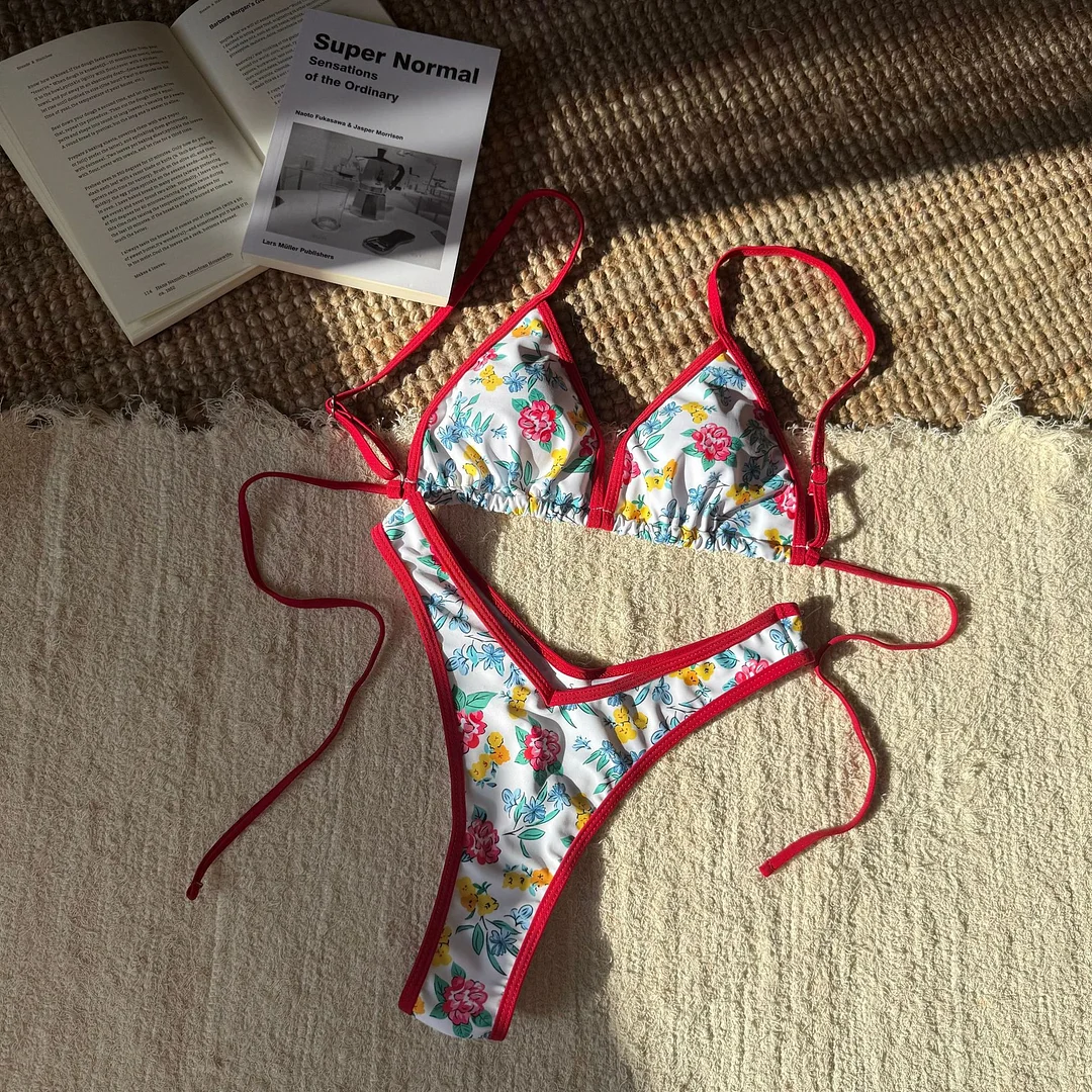 Uveng 2025 New Women's Split Leopard Print Sexy Swimsuit Women's Triangle Strap Swimsuit Bikini