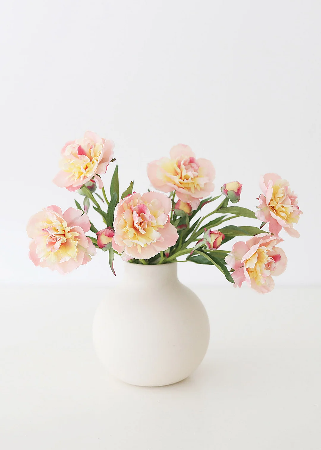 Soft Apricot Pink Peony Fake Flower - 22"