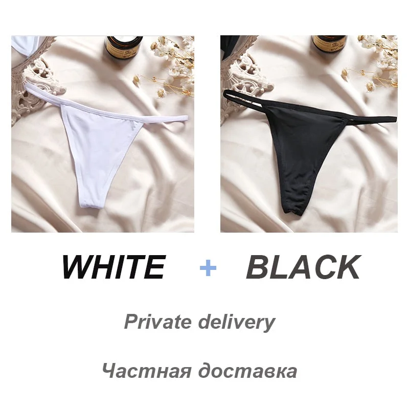 2PCS/Set Sexy Women G-String Underwear Panties Low Waist Panties Female Underpants Cotton Crotch T-back Pantys Thong Lingerie
