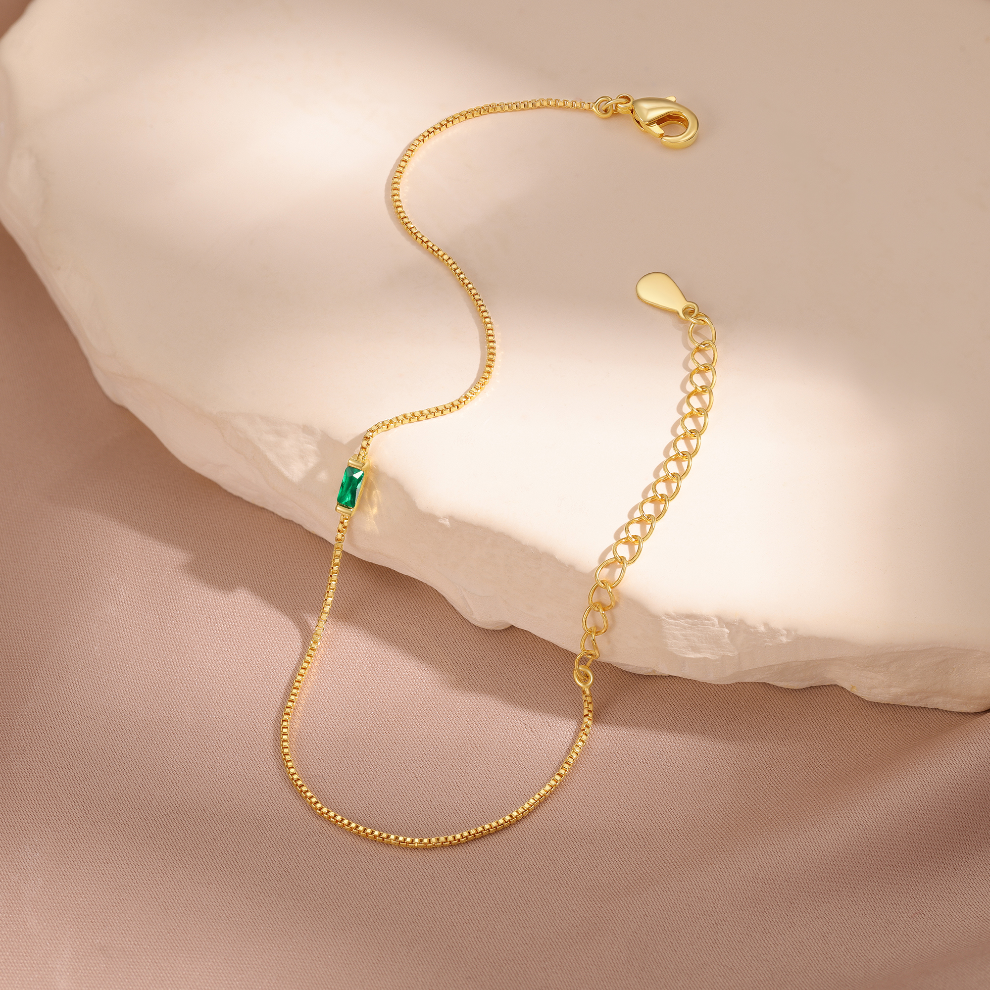 Custom 1 Birthstone Bracelet Gold Adjustable Bracelet Personalised Birthday Gift for Her-Jessemade AU