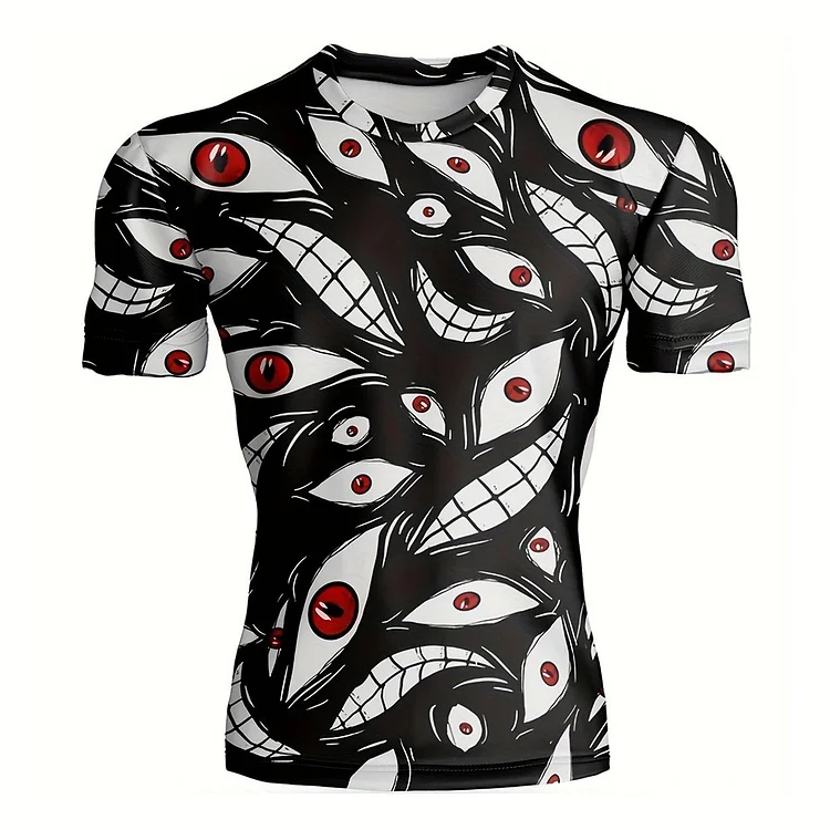 Traceeye Men's T-shirt Horrible Eyes Funny Graphic Short Sleeve Round Neck T-shirts For Gym Fitness Training Oversized Men Clothing Tops