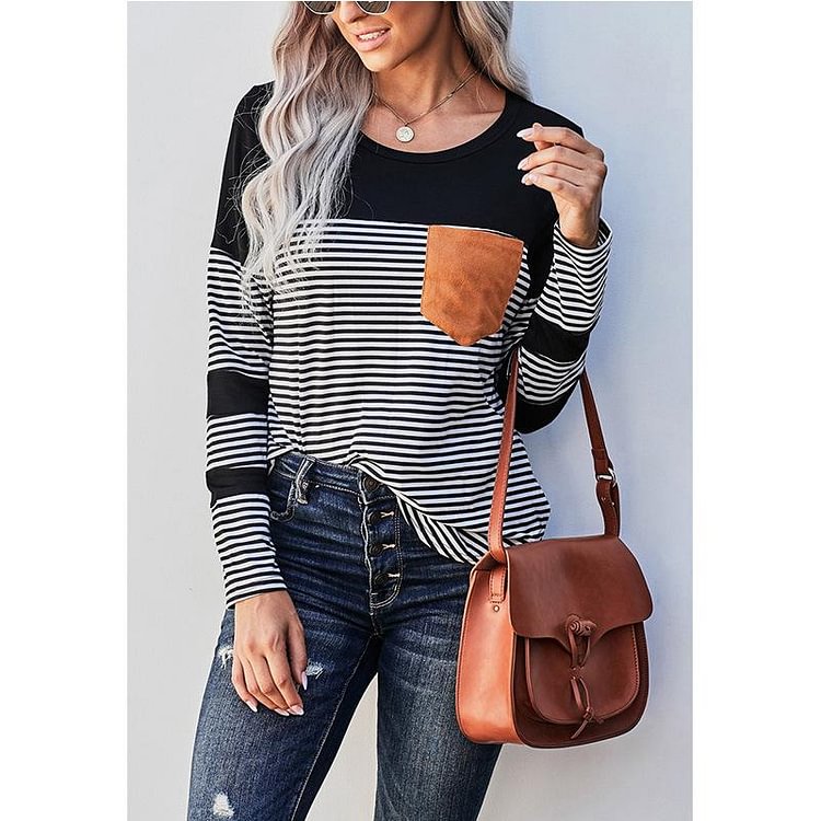 Winter New Women's Striped Long-sleeved Top with A T-shirt - Shop Trendy Women's Fashion | TeeYours