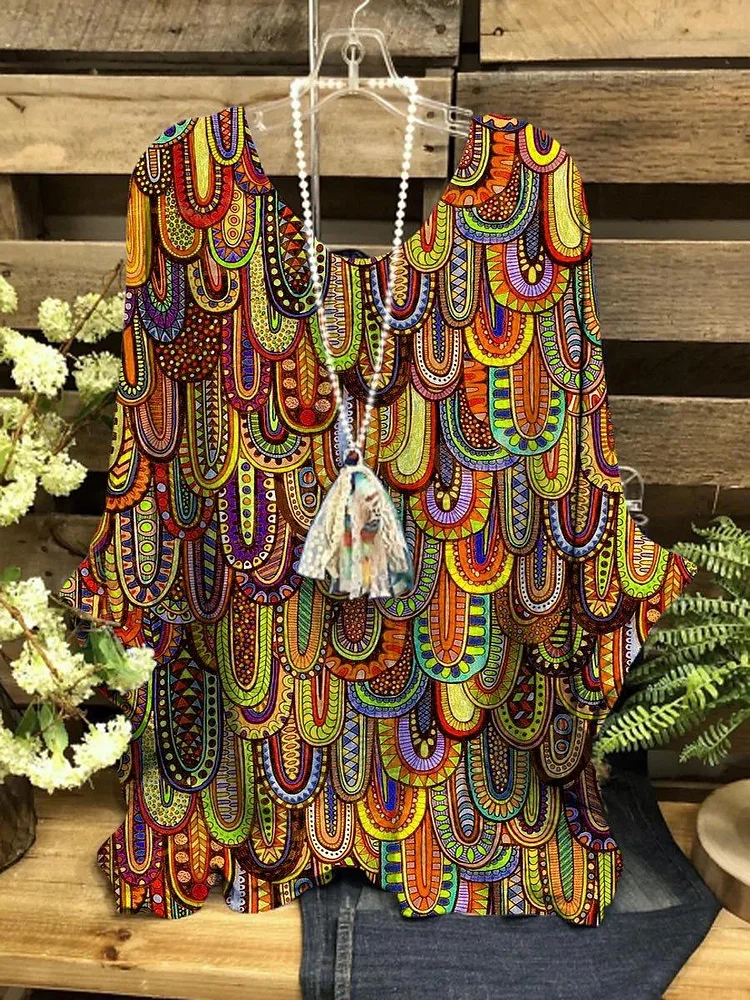 Women's Vintage Print Casual Top
