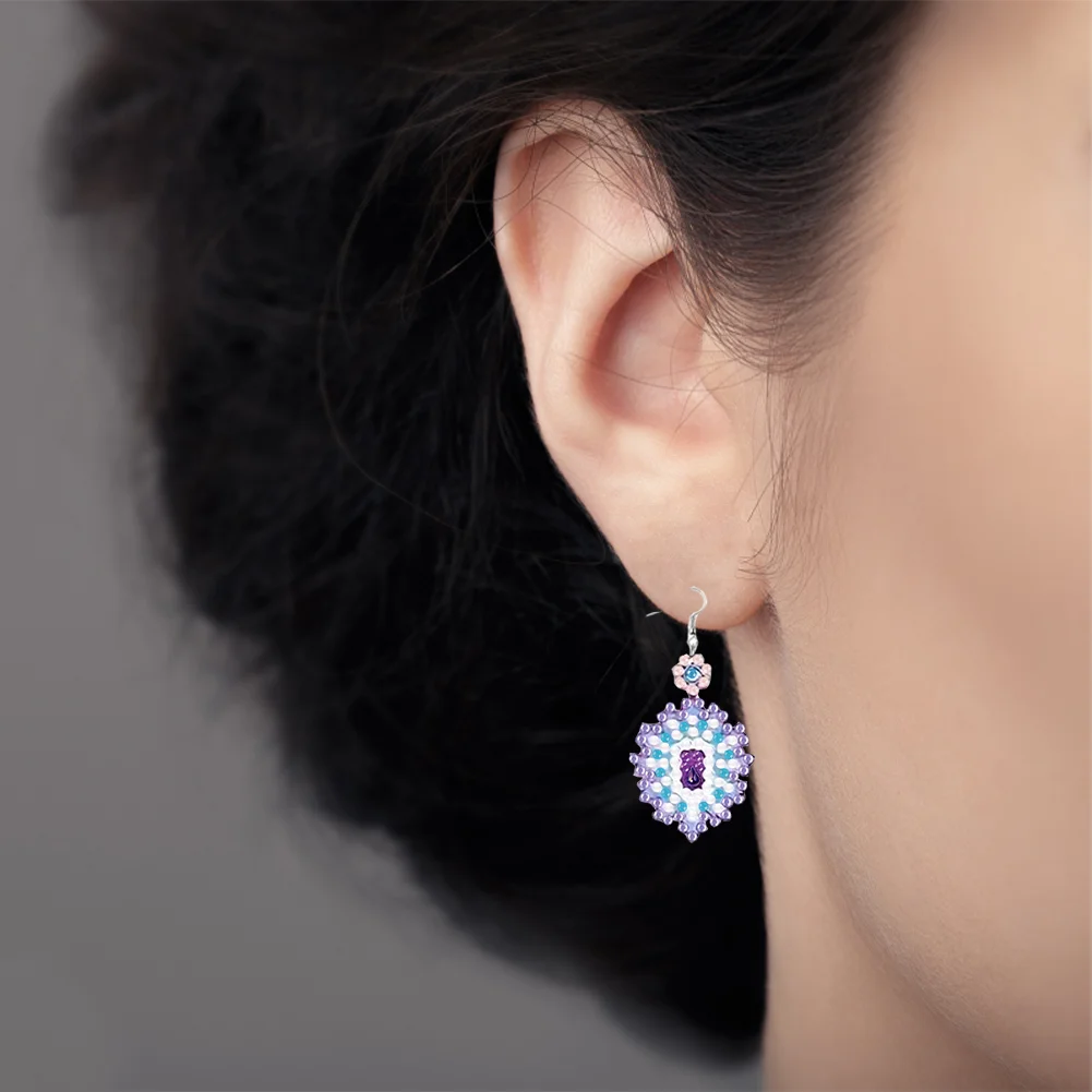10Pairs DIY Double Sided Retro Pattern Holiday Diamond Art Earrings for Women Girls
