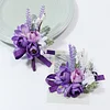 10PCS Purple Wedding Catering Bridal Groom Guests Corsage Boutonniere Wrist Artificial Flower Bouquets