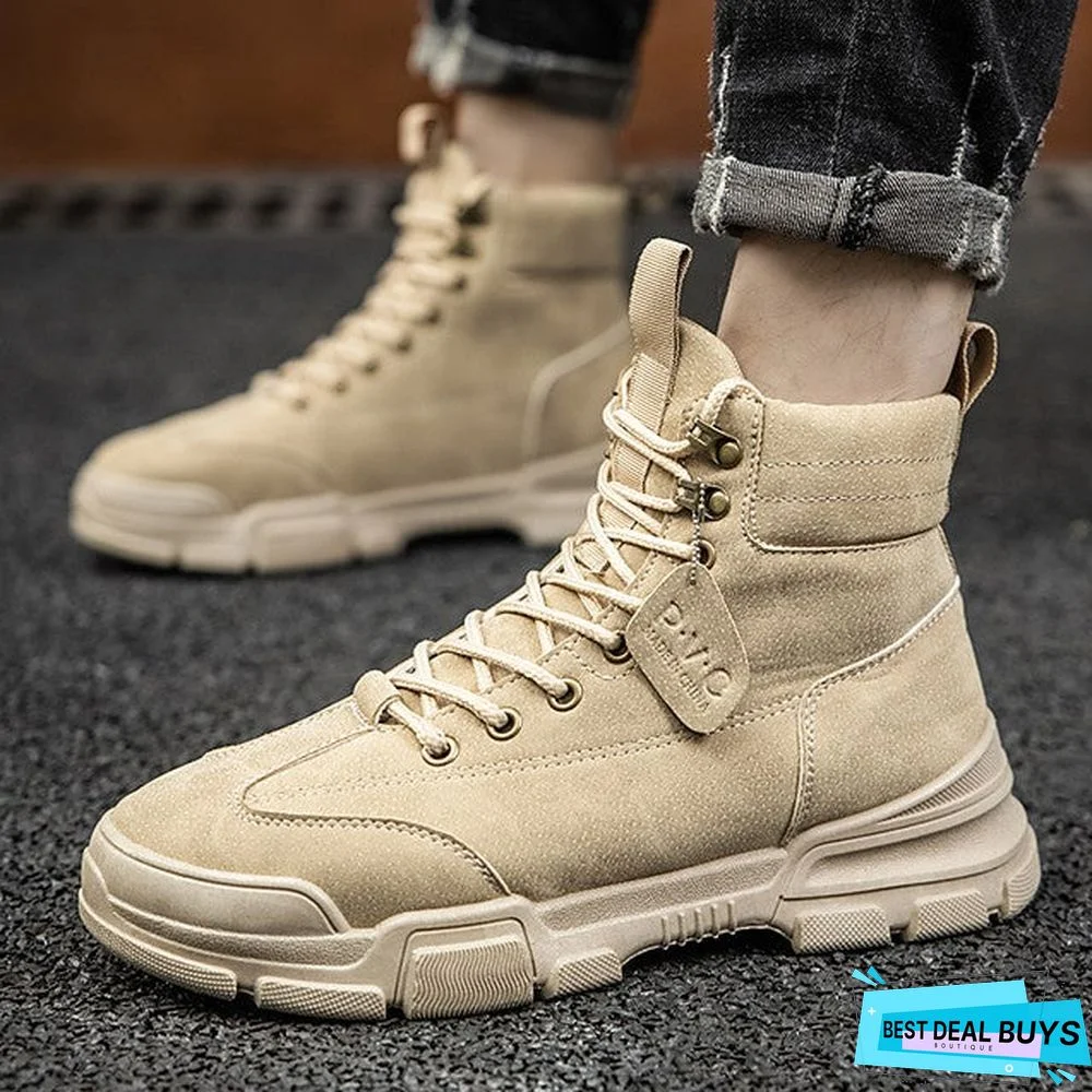 Men's Fall Casual Daily Boots Walking Shoes Pu Breathable Non-Slipping Wear Proof Black / Khaki / Gray