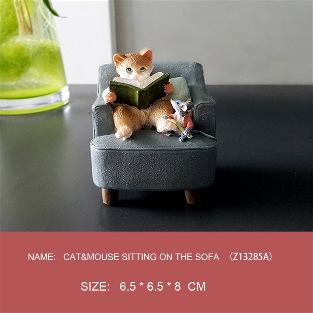 Everyday Collection Cute Cartoon Cat Animal Figurine Miniature Fairy Desk Ornament Modern Home Decoration Gifts for Girls
