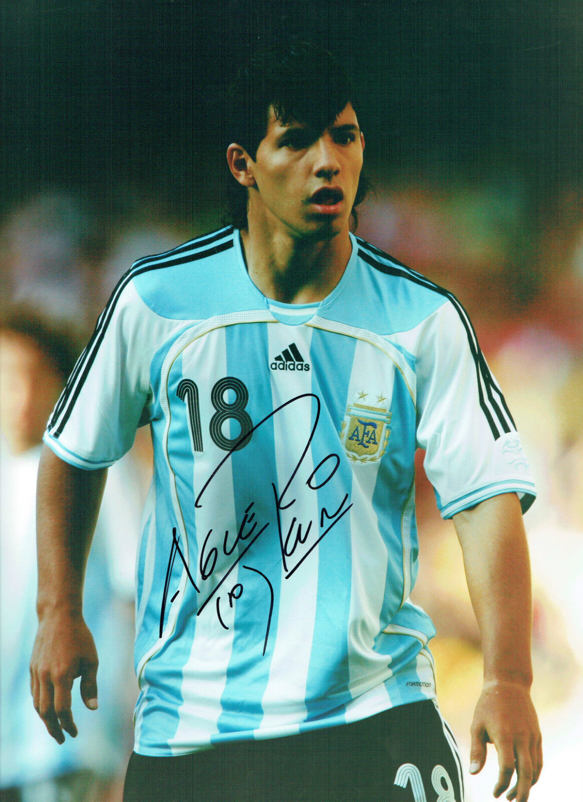 Sergio Kun AGUERO Signed ARGENTINA Autograph 16x12 RARE Photo Poster painting AFTAL COA