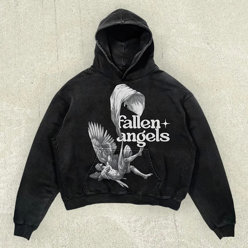 Fallen Angels Casual Street Washed Hoodie