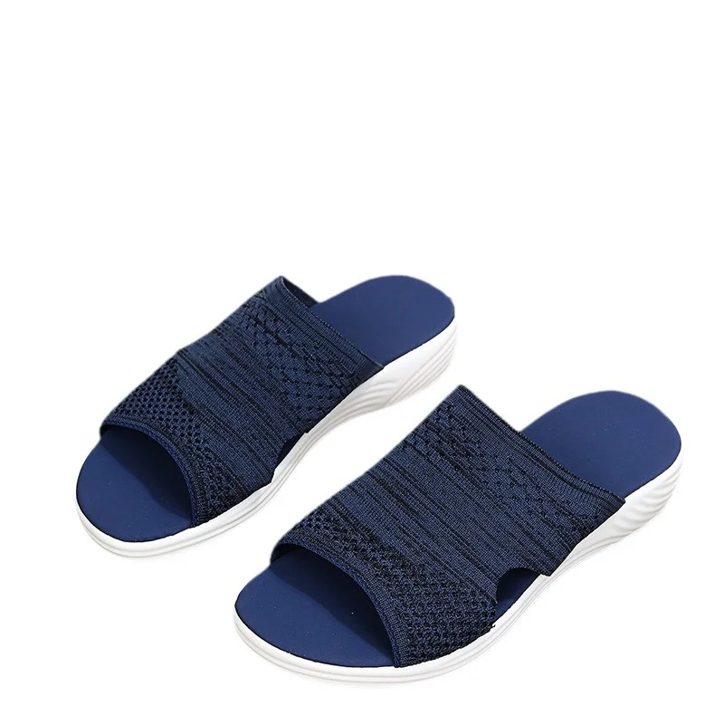 Yyvonne Slippers Women's 2025 Summer New Flat Bottom Fish Mouth Mesh Breathable Lady Wear Slippers