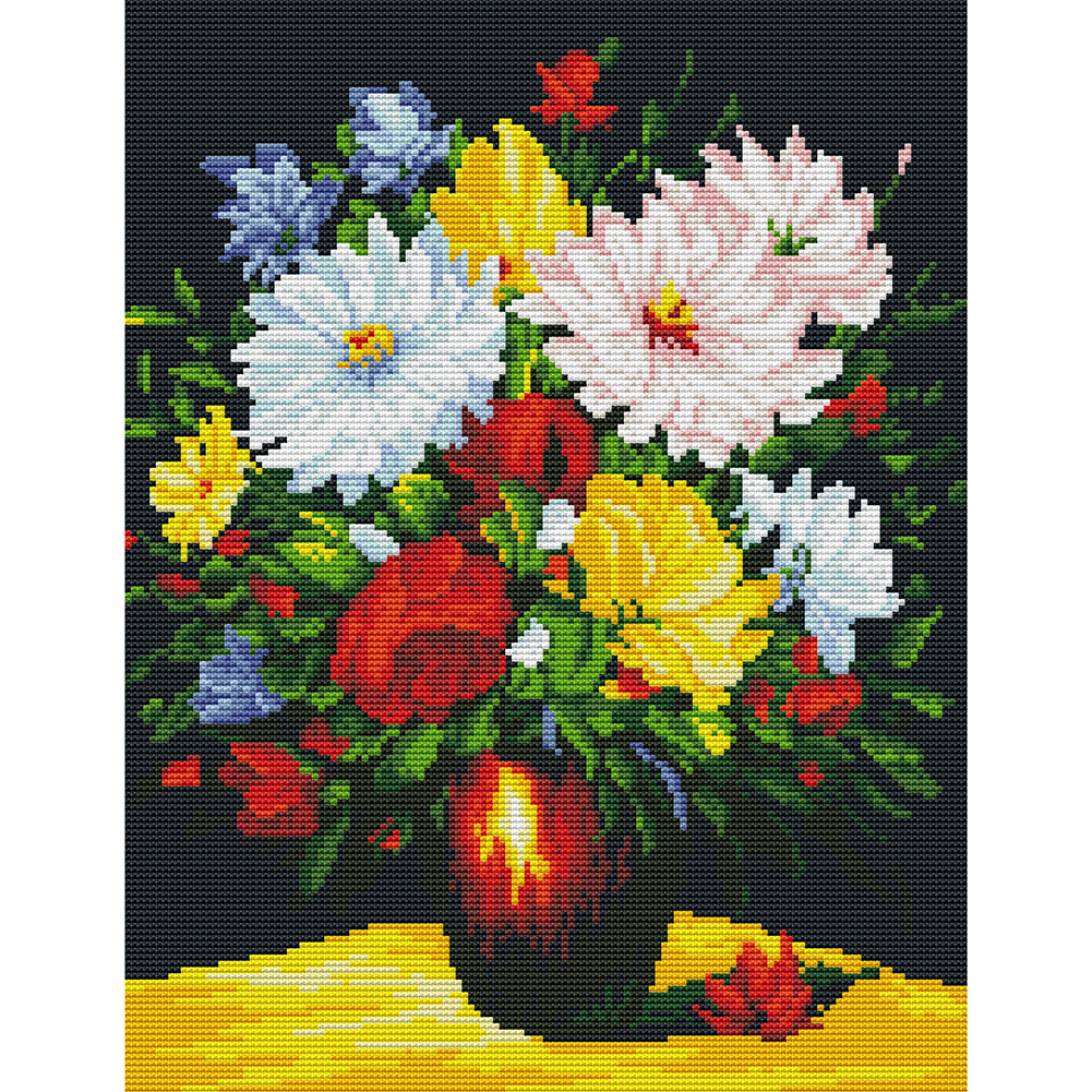 

Table Flowers - 11CT Stamped Cross Stitch - 45*35CM, 501 Original