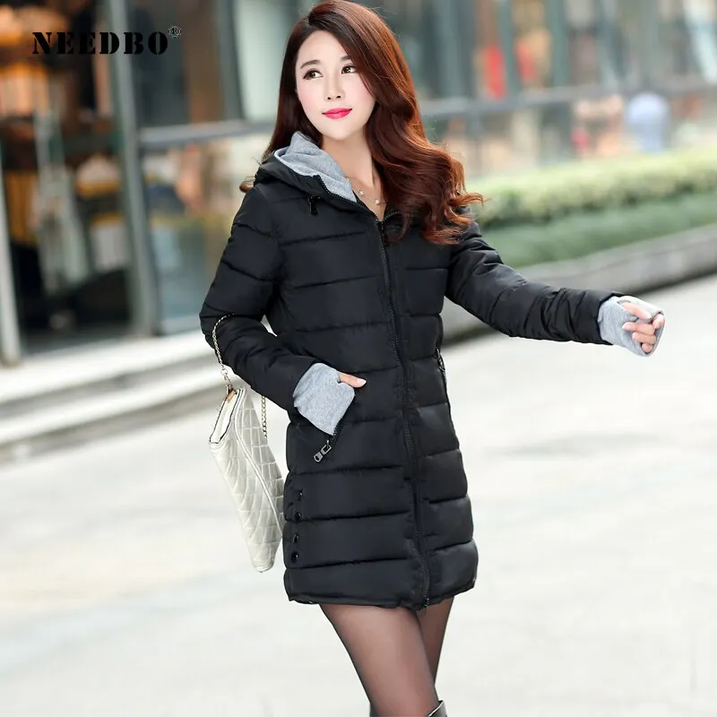 NEEDBO Long Winter Jacket Women Parka Pultra Light Coat Winter Hooded Oversize Winter Autumn Warm Puffer jacket Coat Lady Jacket