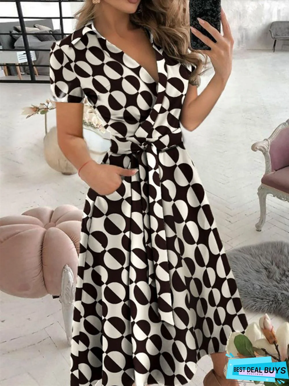 Fashion Strap V-Neck Wrap Hip Dress