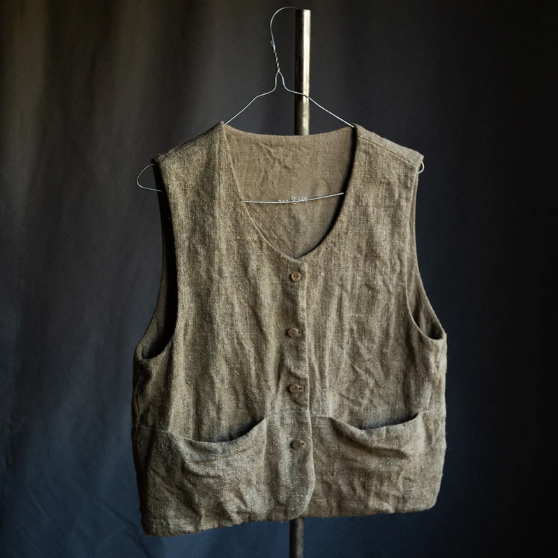 Men's Raw Linen Naive Vest