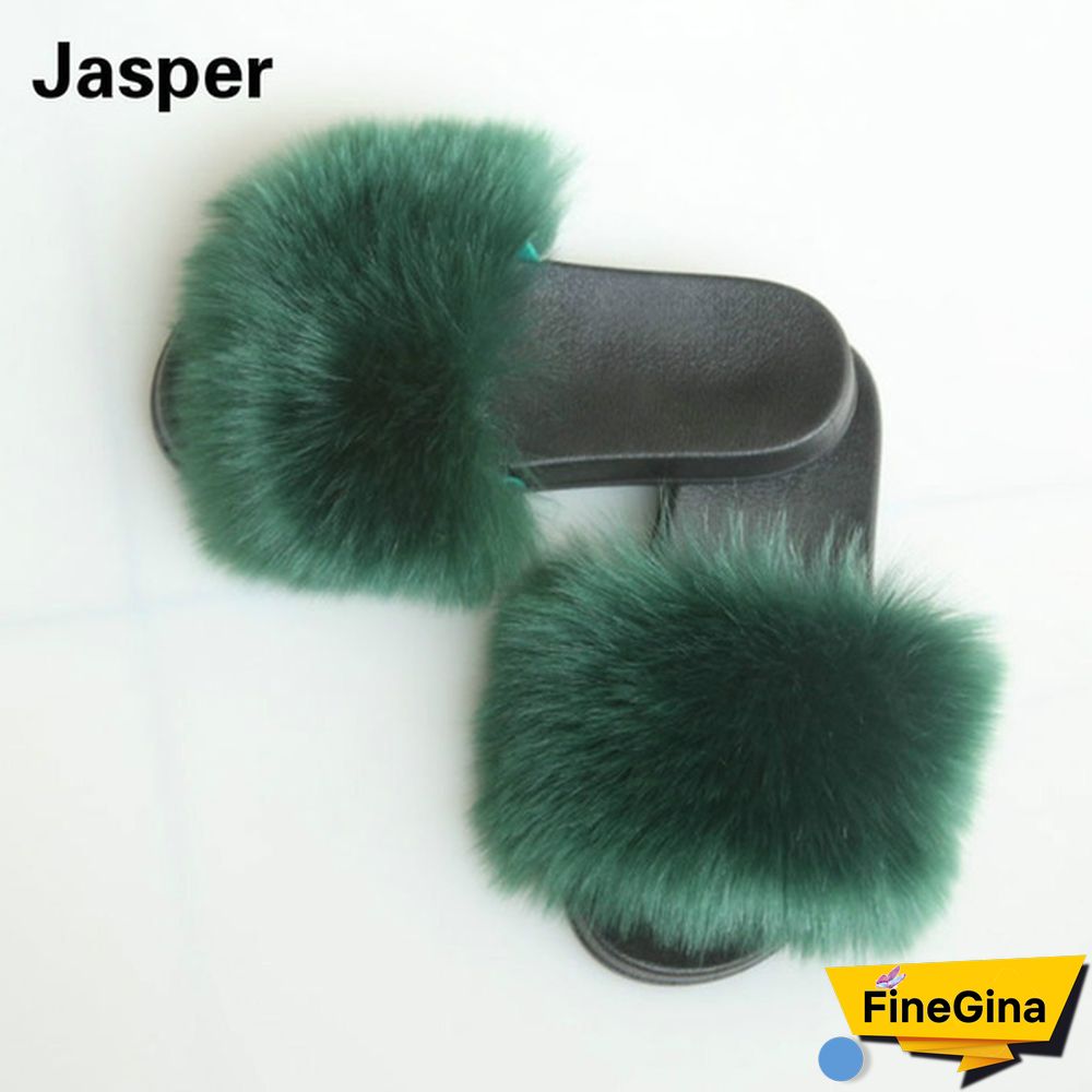 New Hot Fashion Ladies Girls Hairy Slippers Women Fox Fur Slippers Sandals Fluffy Fur Slides Beach Shoes Plus Size