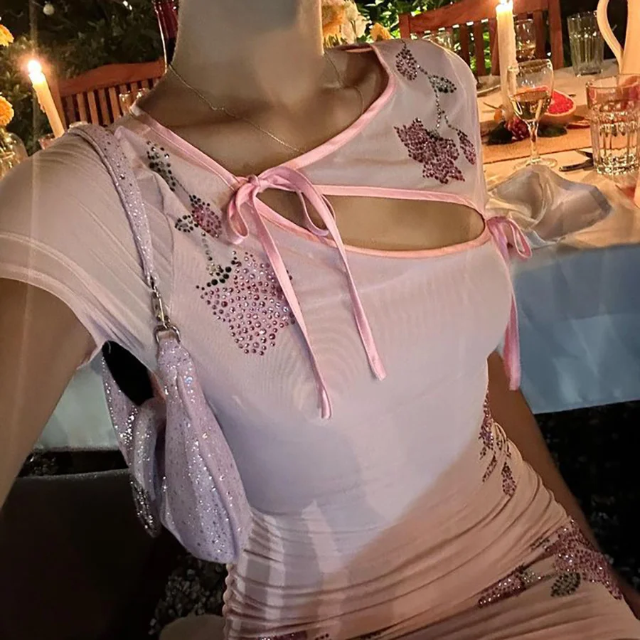 Hip-Covering Slim Fit Mesh Short Dress